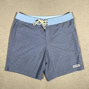 Fair‎ Harbor Shorts Mens 33 Blue Wave Board Drawstring Beach Surf Swim Logo